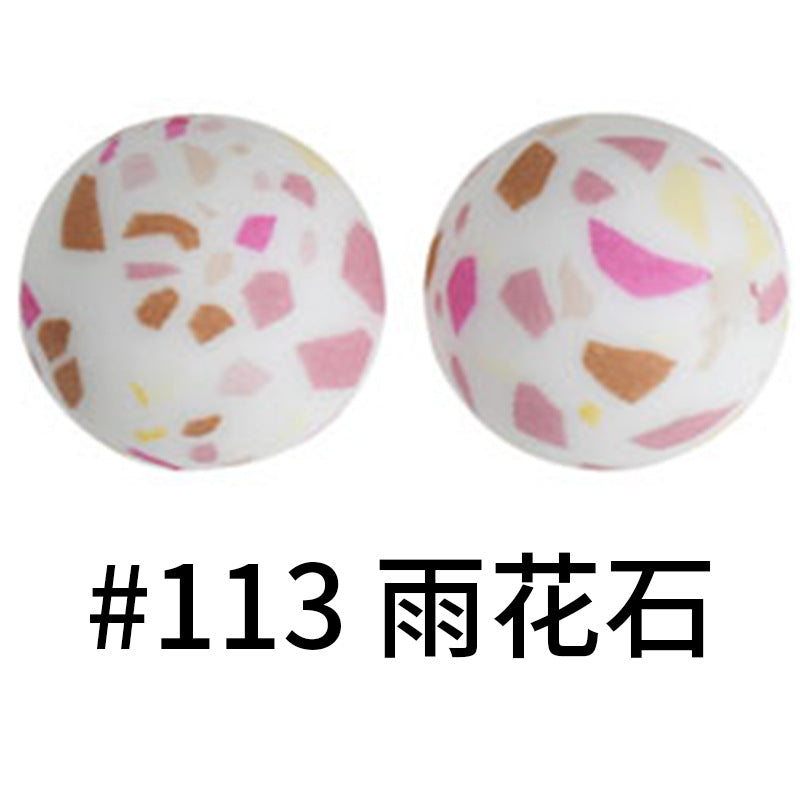 Wholesale 50pcs 16mm Print Silicone Beads Colorful Silicone Water Transfer Beads